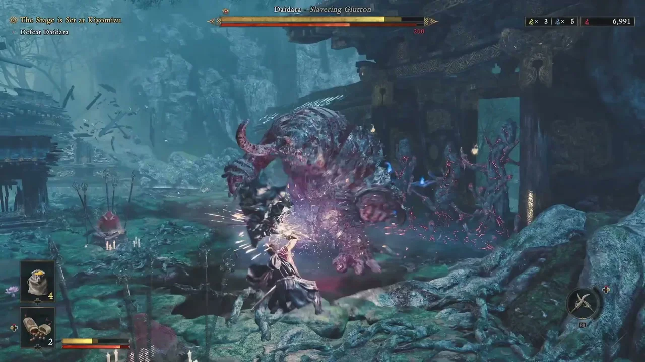 Shattering Daidara's armor using the Oni Bow