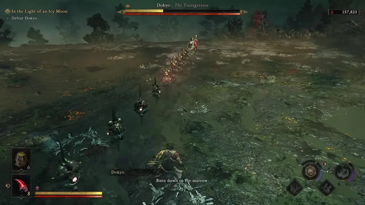 Dokyo fire pillars and advancing flame waves