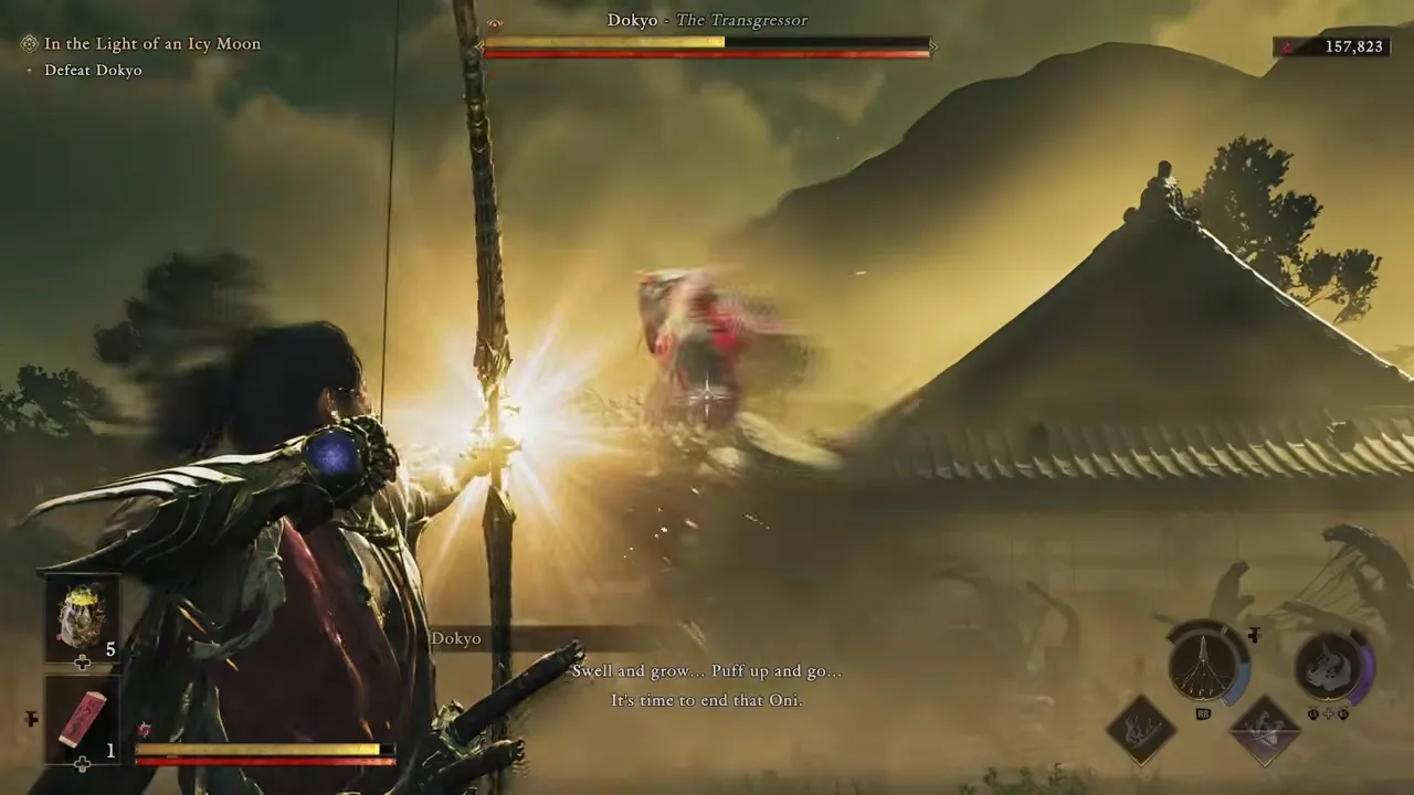 Shooting the swollen moon mask with the Oni Bow