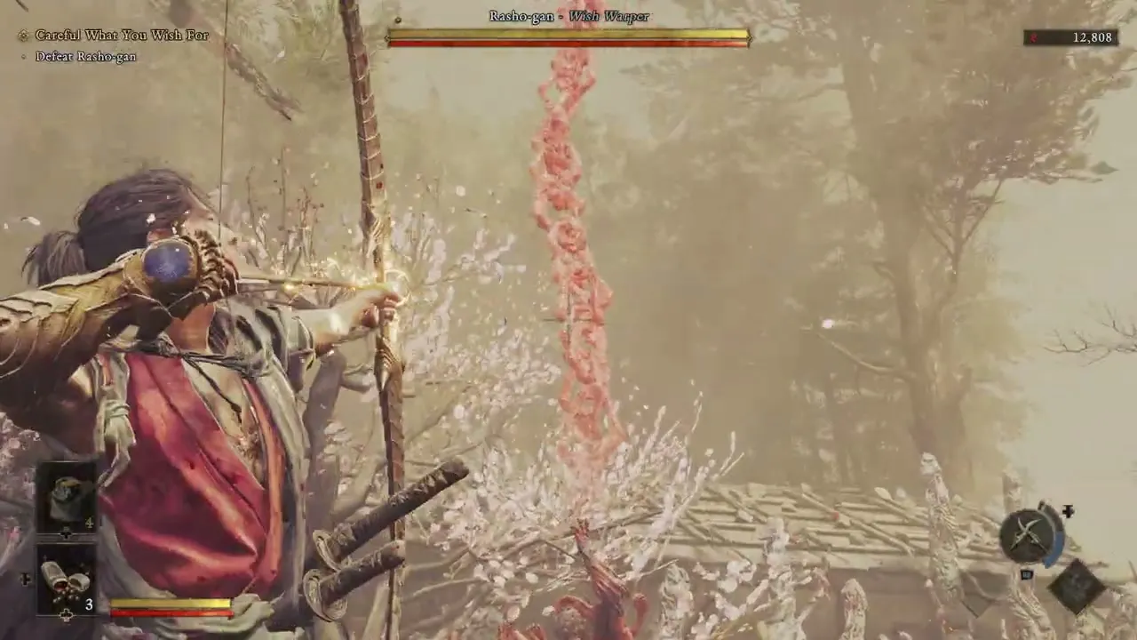 Shooting the boulder thread with the Oni Bow