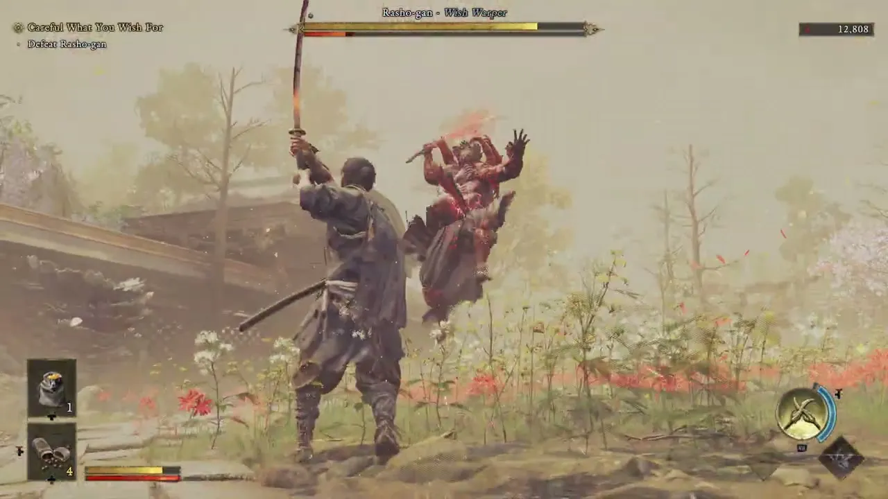 Deflecting Rasho-gan scissor blade jump attack