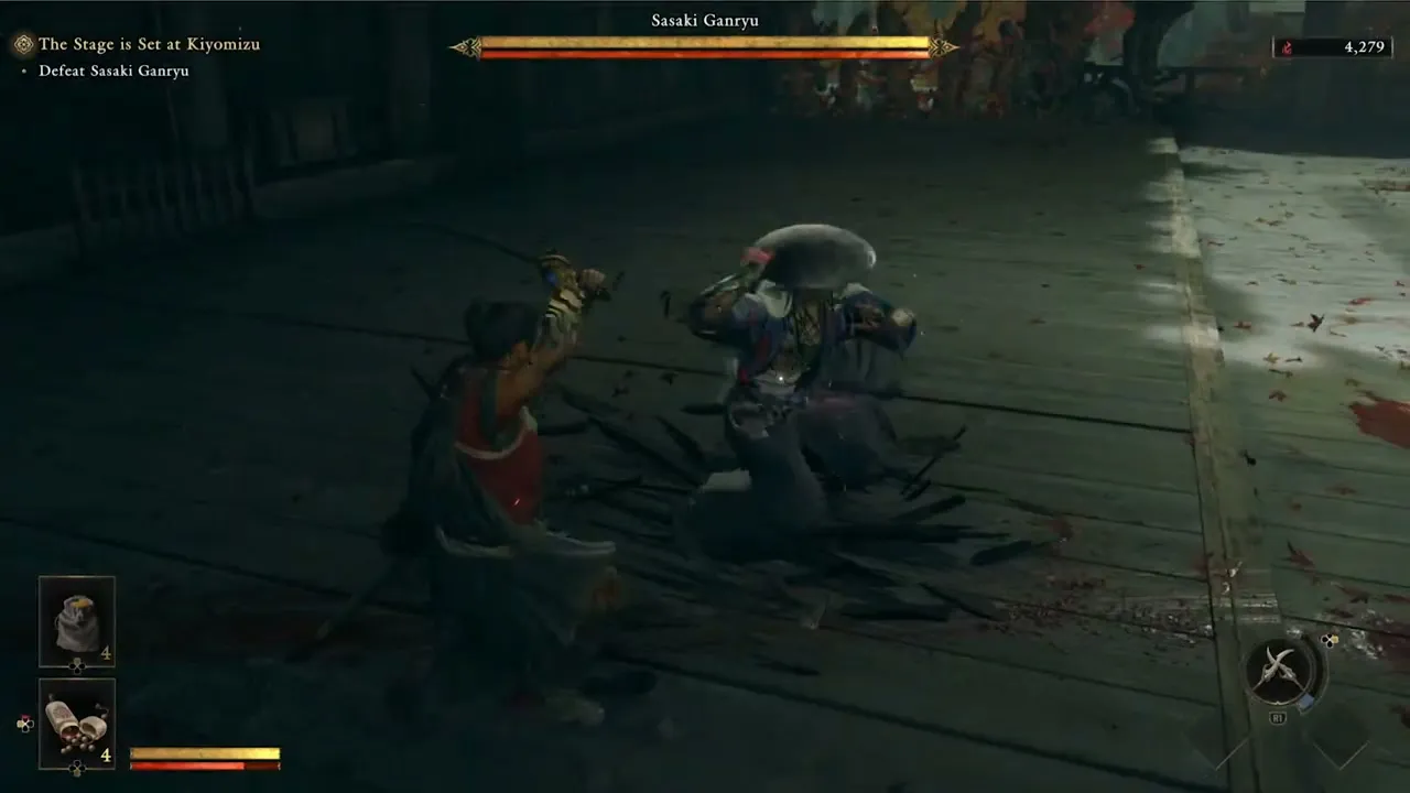 Maintaining dueling distance against Sasaki Ganryu
